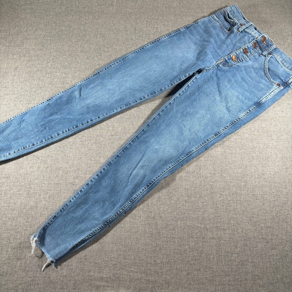 Madewell 10 High-Rise Skinny Jeans Women 28 Blue Button Fly Raw Hem